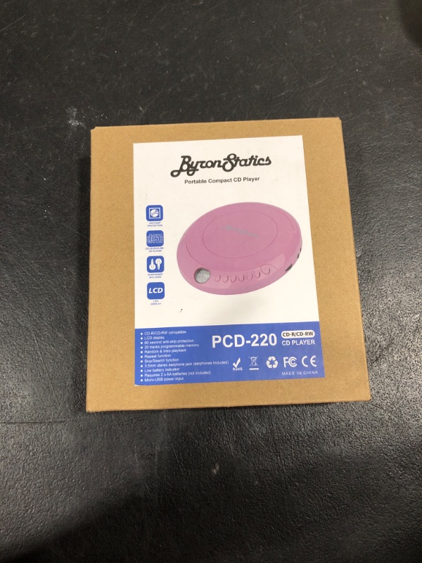 Photo 2 of ByronStatics Portable Disc CD Player, Powered DC or 2XAA Battery - Pink & Portable Cassette Players Recorders FM AM Radio Walkman Tape Player Built in Mic External Speakers Manual Record