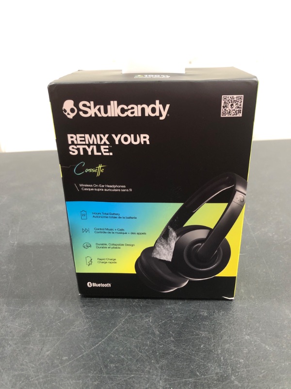 Photo 2 of Skullcandy Cassette Wireless Headphones for iPhone and Android with Microphone / 22 Hour Battery / Best for Music, School, Travel, and Gaming / Bluetooth Headphones Over-Ear - Black Wireless Single Black