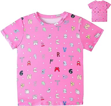 Photo 1 of EZDRESS Alphabet Tshirt for Girls Kids Cartoon Letter Graphic Top Tee Short Sleeve Summer T-Shirts SIZE 5T 