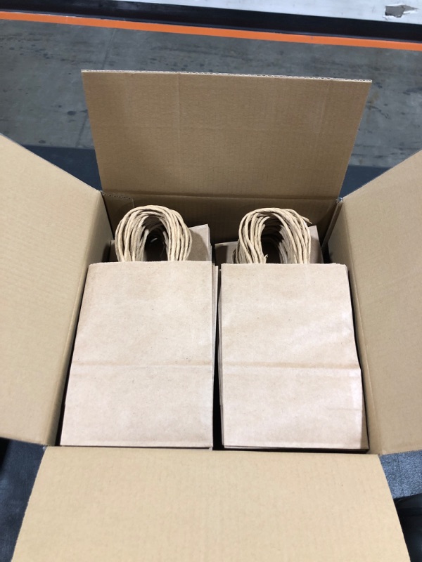 Photo 1 of 120pcs Brown Paper Bags with Handles Mixed Size Bulk Kraft Paper Gift Bags for Business, Shopping, Retail, Merchandise Bags 5.2"x3.5"x8"
