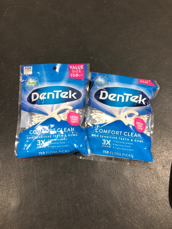 Photo 2 of 2 PACK- DenTek Comfort Clean Floss Picks Fresh Mint 150 Each 150 Count (Pack of 1)