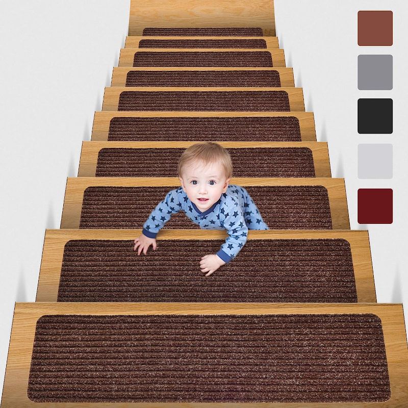 Photo 1 of 15 PCS- 8X30 CARPET STAIR THREADS- BROWN