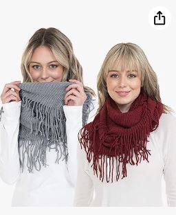 Photo 1 of BASICO Winter Infinity Scarfs for Women Warm Knit Plaid Infinity Scarf Circle Loop Scarves 