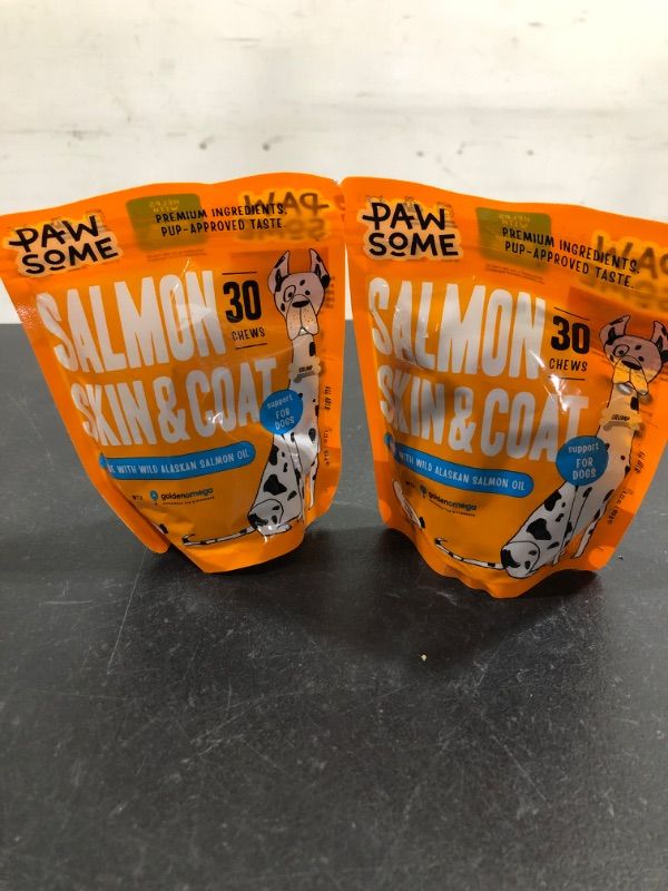 Photo 2 of 2 PACK- Salmon Dog Treats with Omega 3 Fish Oil, Freeze Dried Salmon Treats for Dogs, Yummy Free-range Chicken Flavor - Healthy Dog Treats for Coat & Skin, Joint Health & Immunity, 30 Chews BB 01/2024
