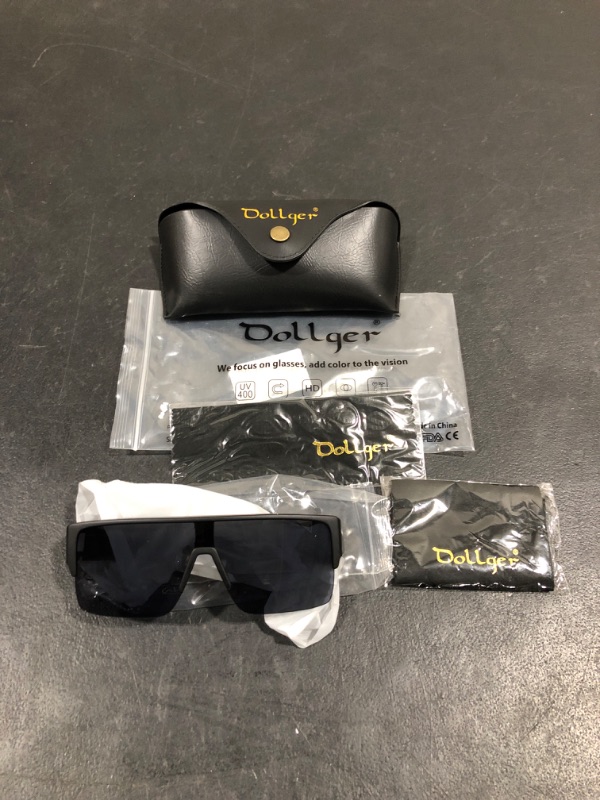 Photo 1 of Dollger Oversized Square Retro Goggles Sunglasses Women Men UV400 Clip on Flat Top Thick Shades Plastic Shield Sun Glasses 