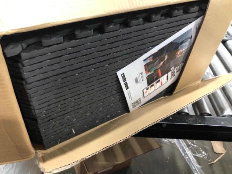 Photo 1 of SQUATZ Thick Puzzle Exercise Mat, 25 Pcs EVA Foam Interlocking Tiles Protective Flooring for Gym Equipment and Cushion for Workouts, Durable Non-Skid Texture, Easy to Assemble, Black Black 25 PCS - 100 SQ FT