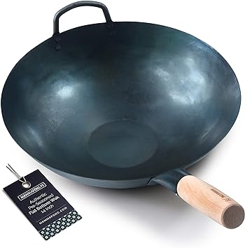 Photo 1 of 14-inch Pre-Seasoned Blue Carbon Steel Wok Round Bottomed
