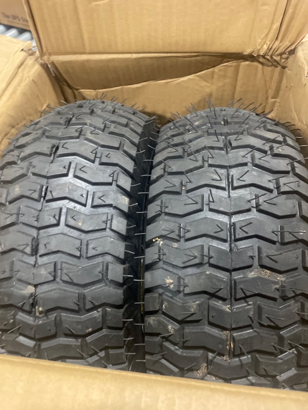 Photo 2 of 2 PCS 15x6.00-6 Lawn Mower Tires with Wheel,Front Tire Assembly Replacement for John Deere,Cub Cadet and More Lawn &Garden Riding Mower,4 Ply Tubeless,570lbs Capacity,3" Offset Hub