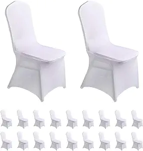 Photo 1 of 20pcs Spandex Chair Cover Stretch Slipcovers for Wedding Party, Dining Banquet Chair Decoration Covers (White,