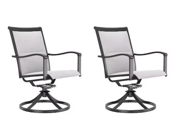 Photo 1 of Style Selections Melrose Set of 2 Black Steel Frame Swivel Dining Chair(s) with Off-white Cushioned Seat
