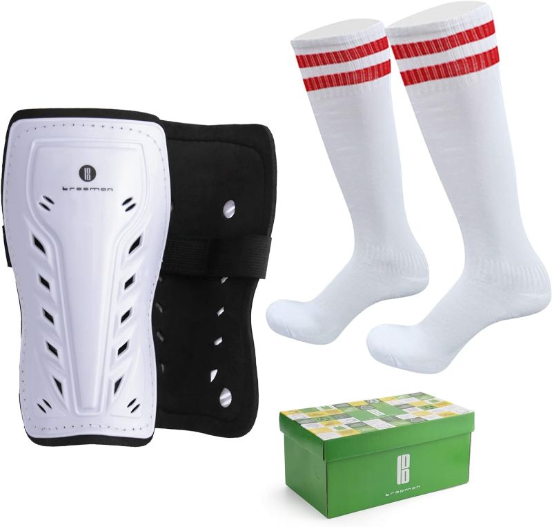 Photo 1 of brooman Kids Sport Soccer Shin Guards Youth Football Pads Child Calf Protective Gear for Boys Girls Toddler Teenagers