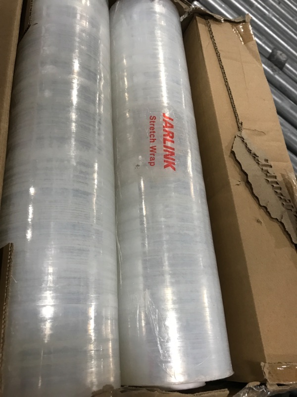 Photo 2 of JARLINK 4 Pack Stretch Film, 15" x 1000ft Shrink Wrap for Pallet Wrap, Industrial Strength Stretch up to 650% Stretch with Handles, Self Adhering Packaging Heavy Duty Film for Moving, 68 Gauge, Clear