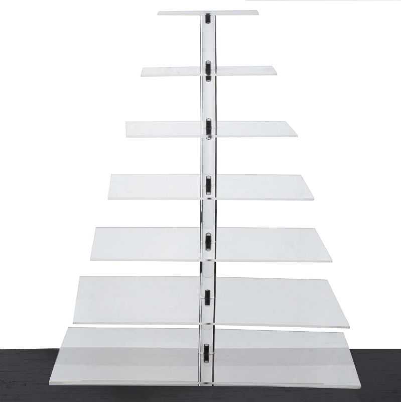 Photo 1 of  7 Tier Square Heavy Duty Acrylic Crystal Glass Clear Cupcake Dessert Decorating Stand for Birthday Xmas Party Wedding