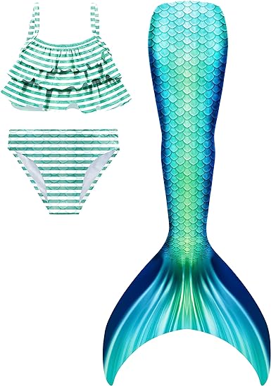 Photo 1 of DNFUN Mermaid Tails with Bikini for Girls Mermaid Swimsuit for Kids,Without Monofin
