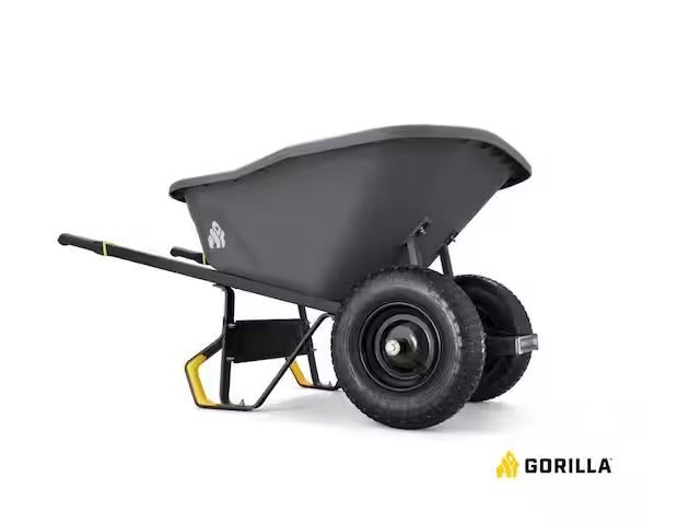 Photo 1 of 8 cu. ft. Wheelbarrow, Pro Grade Poly Bucket, Steel Braces and Handles, Dual 16” Pneumatic Wheels, Easy Dump Design