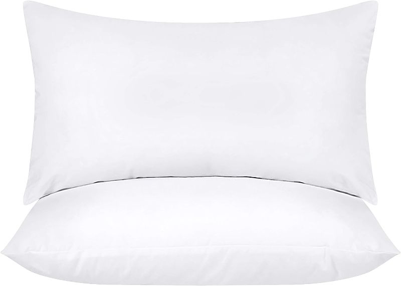 Photo 1 of  Bedding Throw Pillows Insert (Pack of 2, White) - 20 x 26 Inches Bed and Couch Pillows - Indoor Decorative Pillows