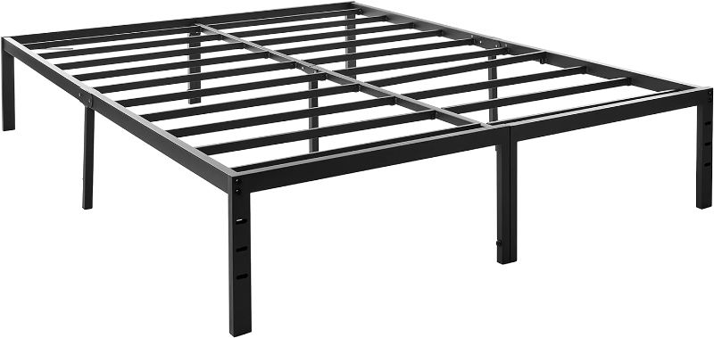 Photo 1 of 14 Inch Heavy Duty Steel Slat Anti-Slip Support, Easy Assembly Platform Bed frame, Noise Free Steel Mattress Foundation, Maximum Storage, No Box Spring Needed, Black, Queen Size