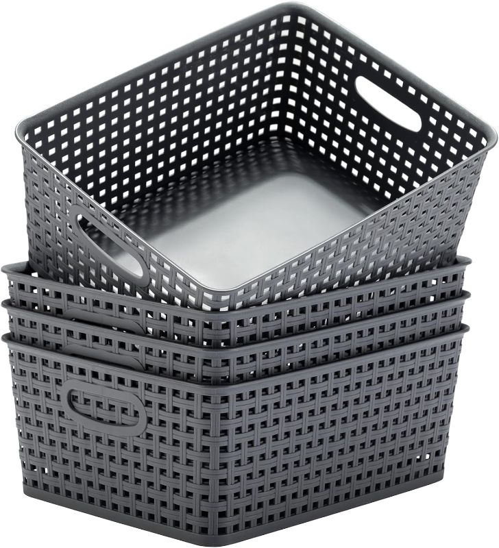 Photo 1 of  Plastic Storage Baskets for Organizing, M