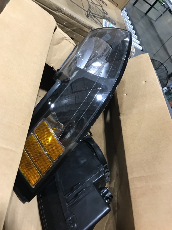 Photo 2 of AS AUTOLIGHTS 1999-2004 Ford Mustang Headlight Assembly Replacement for 1999-2004 Ford Mustang with Black Housing Amber Reflector Clear Lens Driver and Passenger Side