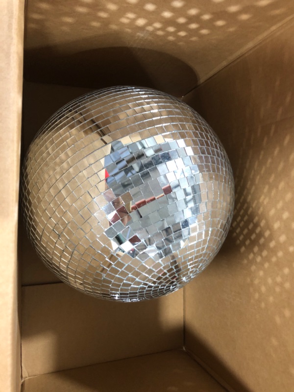 Photo 2 of 12" Disco Ball Mirror Ball Disco Party Decoration Stage Light Dj Light Effect Home Business Christmas Display Decoration Silver