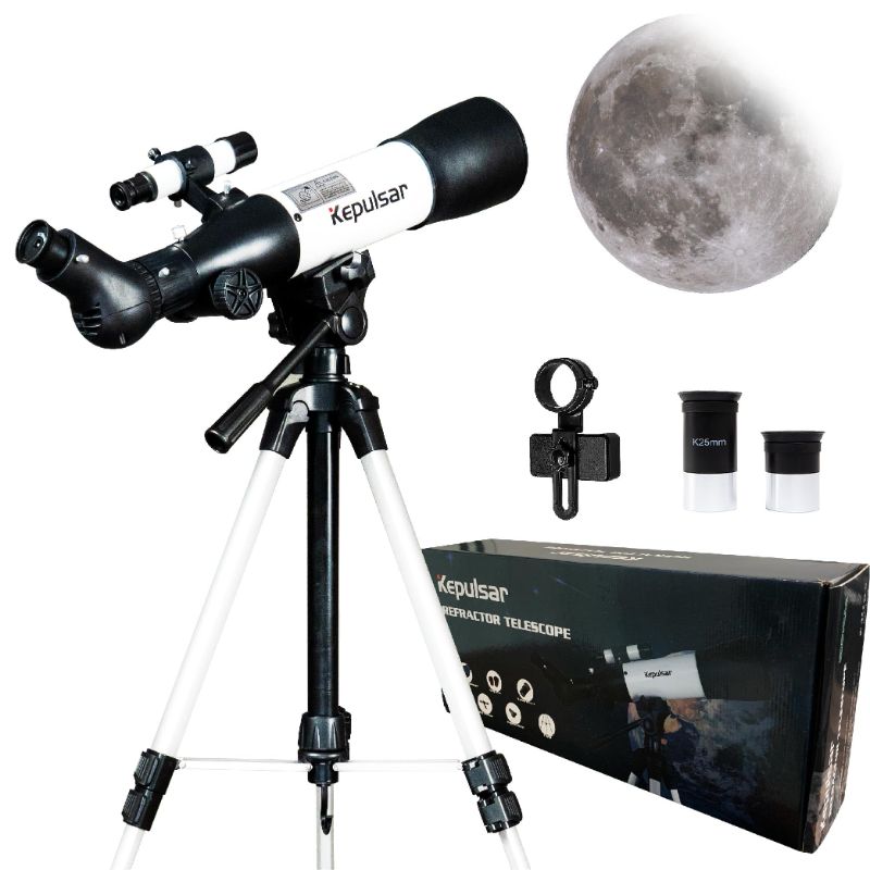 Photo 1 of ESSENWI 70mm Refractor Telescope: 2 Eyepieces, Phone Adapter & Tripod. Fully-Coated Glass Optics for Beginners, Kids & Adults - Portable Travel Telescope. 500mm