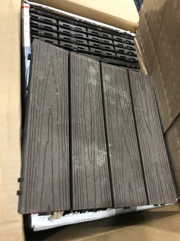 Photo 3 of 22PCS Wood Plastic Composite Patio Deck Tiles, 12"x12" Interlocking Deck Tiles, Water Resistant for Indoor & Outdoor, 24 sq. ft
