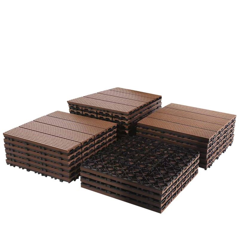 Photo 1 of 22PCS Wood Plastic Composite Patio Deck Tiles, 12"x12" Interlocking Deck Tiles, Water Resistant for Indoor & Outdoor, 24 sq. ft
