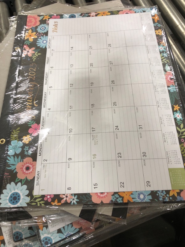 Photo 2 of 2023 Desk Calendar - Large Desk Calendar 22" x 17", Thick PapeRwith 12 Months, Corner Protectors, Large Ruled Blocks & 2 Hanging Hooks - Black Floral 
PACK OF 5