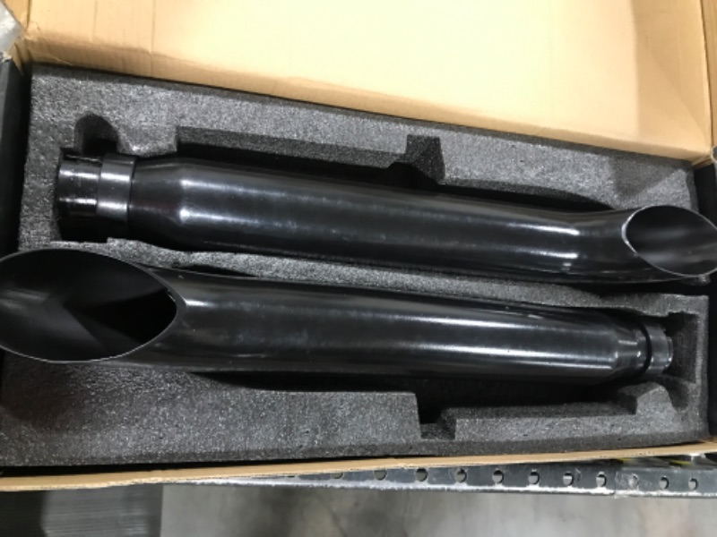 Photo 2 of  Overall Length Stainless Steel Exhaust Tail Tip, Fits 2 1/2 Inch Outside Diameter Tailpipe, Rolled Angle Cut, Black Powder Coated, Bolt On