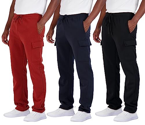 Photo 1 of 3 Pack Men's Big and Tall Open Bottom Tech Fleece Active Athletic Training Sweats Gym Running Casual Workout Baggy Dry Fit Cargo Sweatpants Pockets Bo
SIZE 5X TALL
