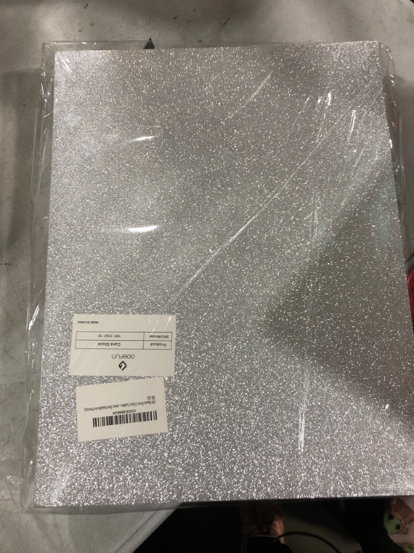 Photo 2 of 100 Sheets Silver Glitter Cardstock 8.5x11 Double-Sided, Goefun 80lb No-Shed Shimmer Glitter Paper for Scrapbook, Birthday, Wedding Party, Decorations (Not Suitable for Printing) silver glitter 8.5x11