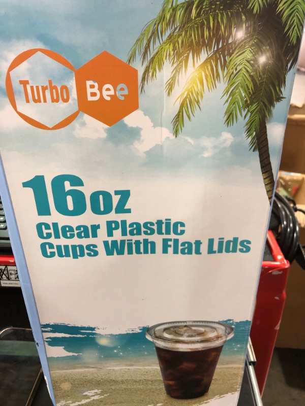 Photo 1 of 16OZ PLASTIC CUPS WITH FLAT LIDS 50PACK