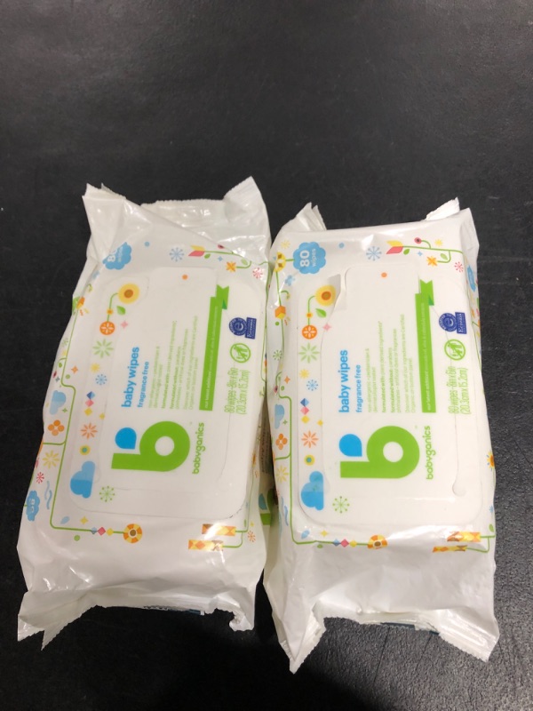 Photo 2 of Babyganics Baby Wipes, Fragrance Free - 80 wipes 2 PACK