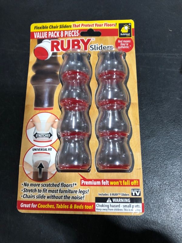 Photo 1 of Ruby Sliders As Seen On TV by BulbHead - Red Means They’re Authentic - Premium Chair Covers Protect Hardwood & Tile Floors from Scratching - Fits Most Furniture Leg Sizes & Shapes - 8 Pack Clear