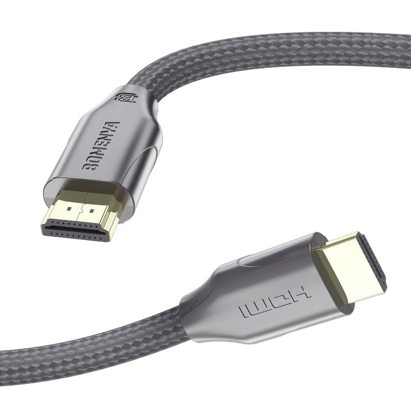 Photo 1 of BOMENYA 8K HDMI Cable 2.1 48Gbps 1.9FT/0.6M, Ultra High Speed HDMI Braided Cord-4K@120Hz 8K@60Hz, HDCP 2.2 & 2.3, HDR 10 eARC Compatible with Laptop Monitor UHD TV PS5 PS4 Dolby-Grey