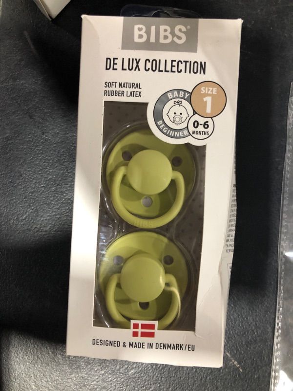 Photo 2 of BIBS Pacifiers - De Lux Collection | BPA-Free Baby Pacifier | Made in Denmark | Set of 2 Earth/Meadow Color Premium Soothers | Size One Size
