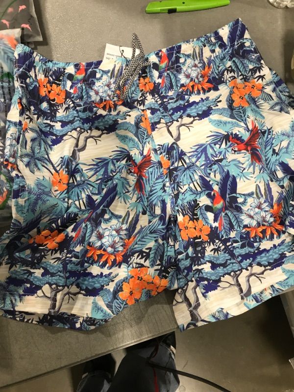 Photo 1 of Biwisy Mens Swim Trunks Quick Dry Beach Shorts Mesh Lining Swimwear Bathing Suits with Pockets Large Blue&orange