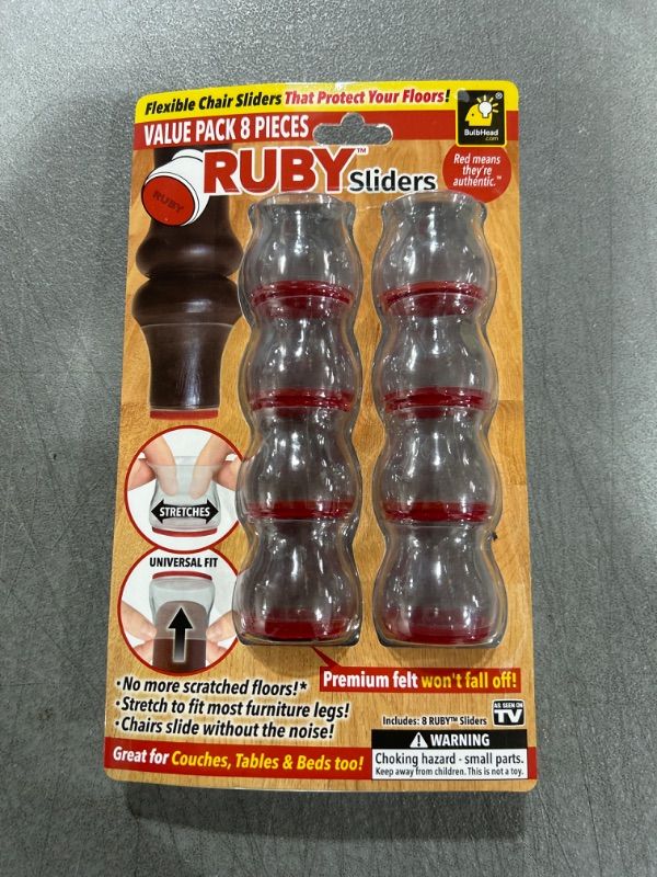 Photo 1 of Ruby Sliders As Seen On TV by BulbHead - Red Means They’re Authentic - Premium Chair Covers Protect Hardwood & Tile Floors from Scratching - Fits Most Furniture Leg Sizes & Shapes - 8 Pack Clear