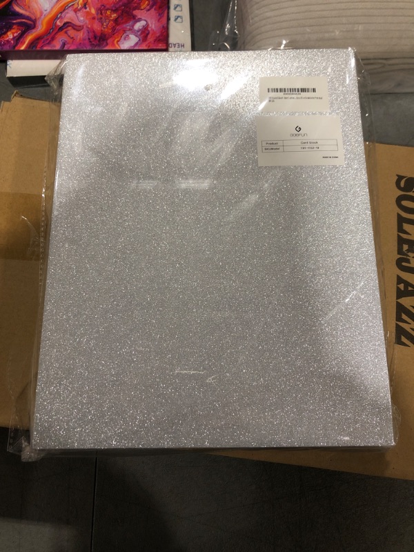 Photo 2 of 100 Sheets Silver Glitter Cardstock 8.5x11 Double-Sided, Goefun 80lb No-Shed Shimmer Glitter Paper for Scrapbook, Birthday, Wedding Party, Decorations (Not Suitable for Printing)
