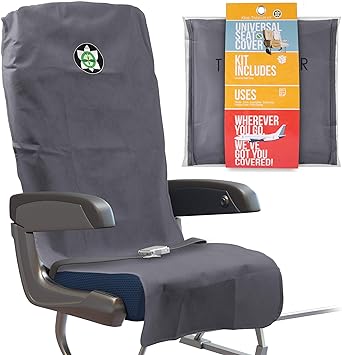 Photo 1 of  Kehei Traveler Deluxe Protective Universal Seat Cover and Storage Pouch - Lighweight and Portable - Washable & Reusable - Take Anywhere, Fits Most Airplanes, Trains, Bus, Ride-Share Car - Gray
