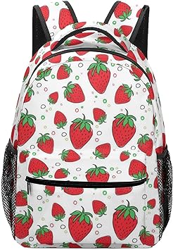 Photo 1 of 17 Inch Strawberry Backpack For Women Men Laptop Bag Travel Hiking Camping Daypack
