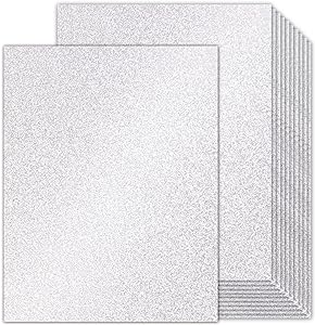 Photo 1 of 100 Sheets Silver Glitter Cardstock 8.5x11 Double-Sided, Goefun 80lb No-Shed Shimmer Glitter Paper for Scrapbook, Birthday, Wedding Party, Decorations (Not Suitable for Printing) 