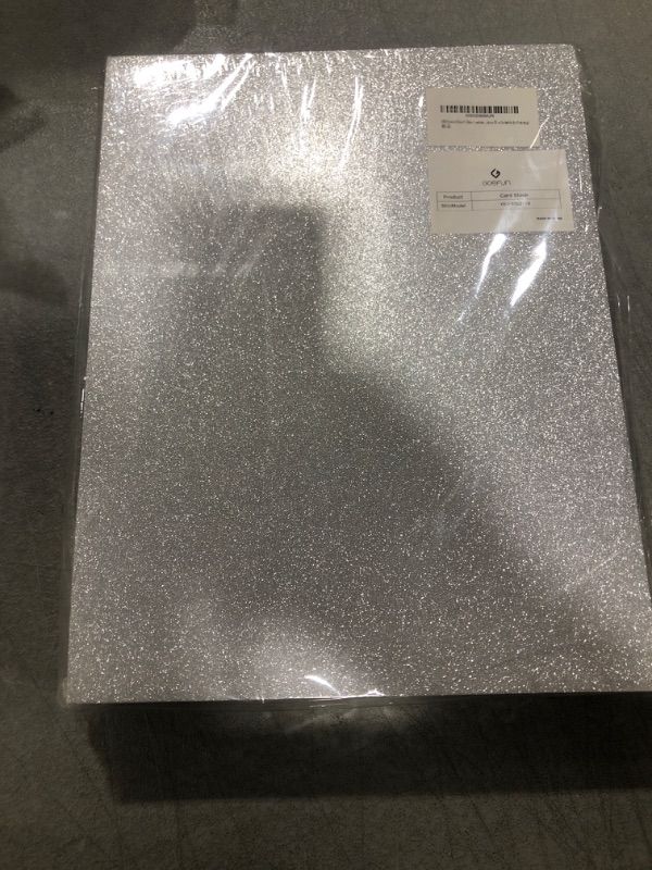 Photo 2 of 100 Sheets Silver Glitter Cardstock 8.5x11 Double-Sided, Goefun 80lb No-Shed Shimmer Glitter Paper for Scrapbook, Birthday, Wedding Party, Decorations (Not Suitable for Printing)
