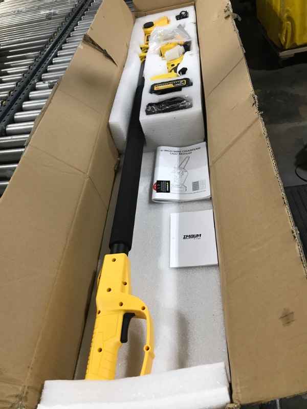 Photo 1 of 2-IN-1 Cordless Pole Saw & Mini Chainsaw, IMOUMLIVE Brushless Chainsaw, 6.9 LB Lightweight, 21V 3.0Ah Li-ion Battery, 6" Cutting with Oiling System, 15-Foot MAX Reach Pole Saw for Tree Trimming 6 inches