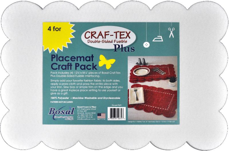 Photo 1 of 12.5 Inches X18.25 Inches 4/Pkg - Bosal Craf-Tex Plus Double-Sided Fusible Placemat Craft Pack
