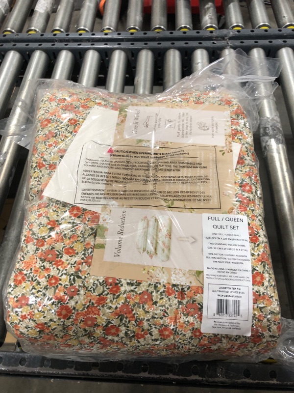 Photo 2 of Laura Ashley - Queen Quilt Set, Lightweight Cotton Bedding with Matching Shams, Vintage Floral Inspired Home Decor with Solid Reverse (Loveston Burnt Orange, Queen) Queen Burnt Orange