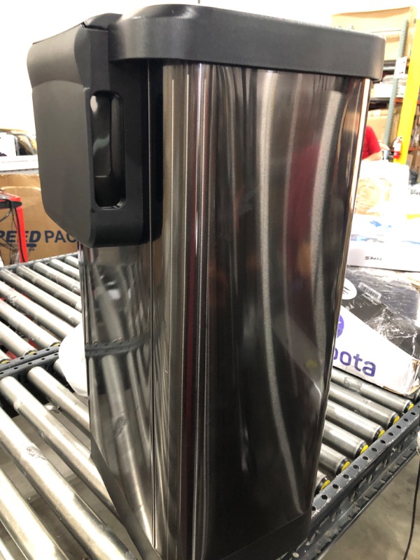 View 3 of Glad 20 Gallon / 75.5 Liter Extra Capacity Stainless Steel Step Trash Can with CloroxTM Odor Protection, Pewter Pewter 20 Gallon Trash Can