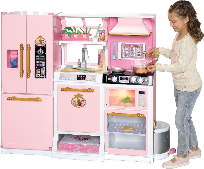 Photo 1 of Disney Princess Style Collection Fresh Prep Gourmet Kitchen, Interactive Pretend Play Kitchen for Girls & Kids with Realistic Steam, Complete Meal Kit & 35+ Accessories
