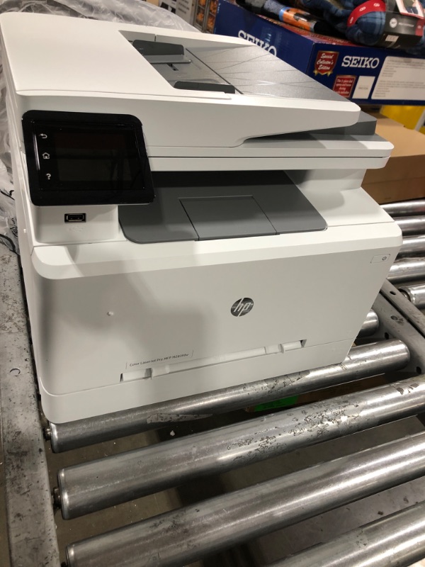 Photo 2 of HP Color LaserJet Pro M283fdw Wireless All-in-One Laser Printer, Remote Mobile Print, Scan & Copy, Duplex Printing, Works with Alexa (7KW75A), White- missing power cord 