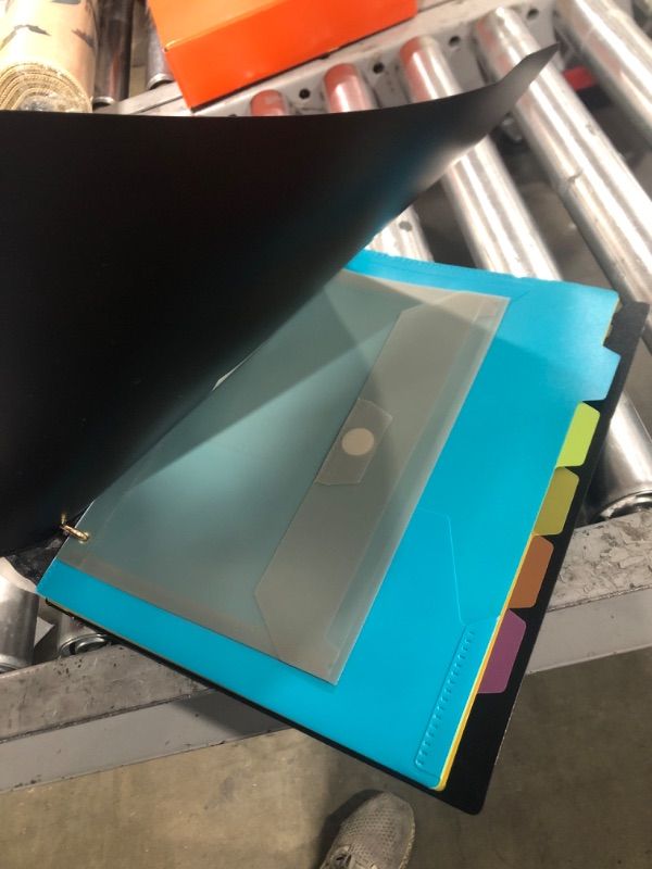 Photo 1 of WOT I All-in-one Notebook Binder, Refillable 3 Ring Binder with Movable 5-tab Pockets Dividers+1 Snap Button Pouch+Graph Paper+College Ruled Paper, Black Black 1pc